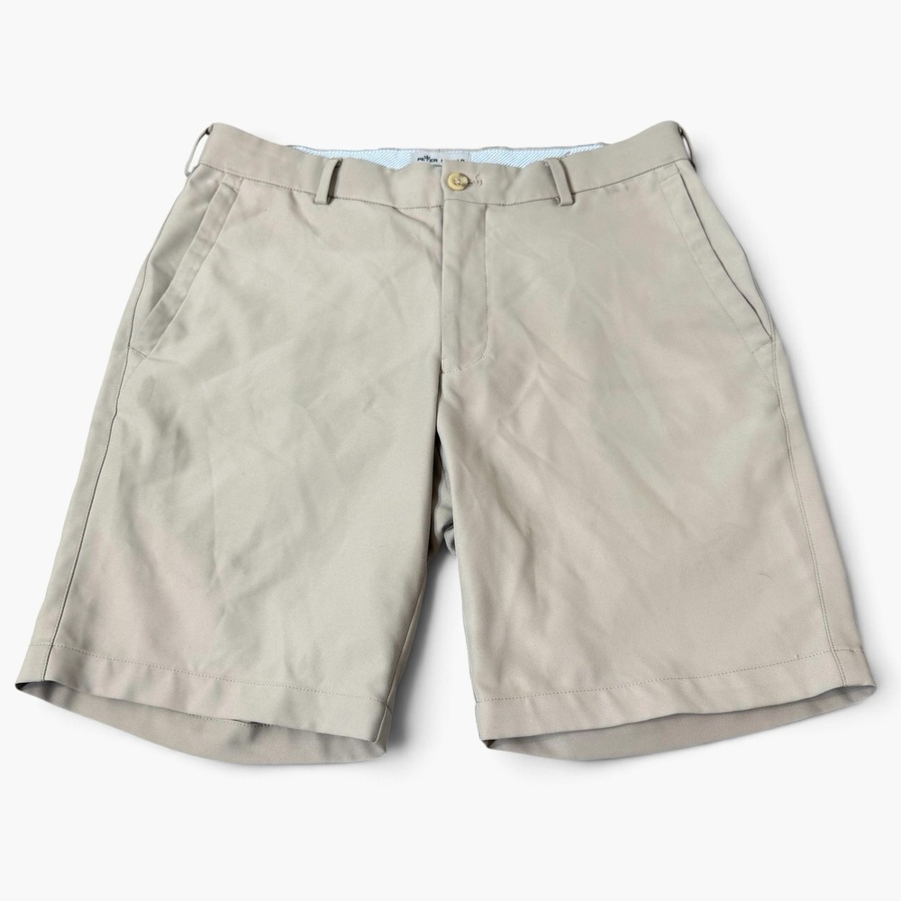 Peter Millar Men's Salem Performance Golf Shorts Khaki Beige Size 30 Preppy